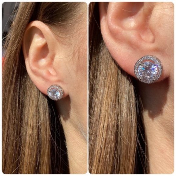 925 S Lab Diamond Earrings - Picture 3 of 10